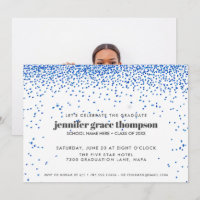 Confetti Glitter Blue White Photo Graduation Party