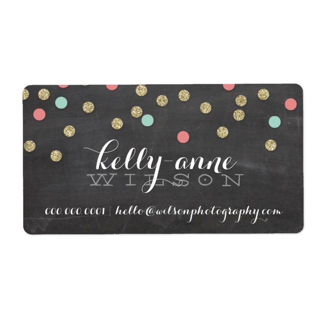 CONFETTI GLITTER cute gold coral mint chalkboard (Front)