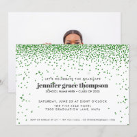 Confetti Glitter Green White Photo Grad Party