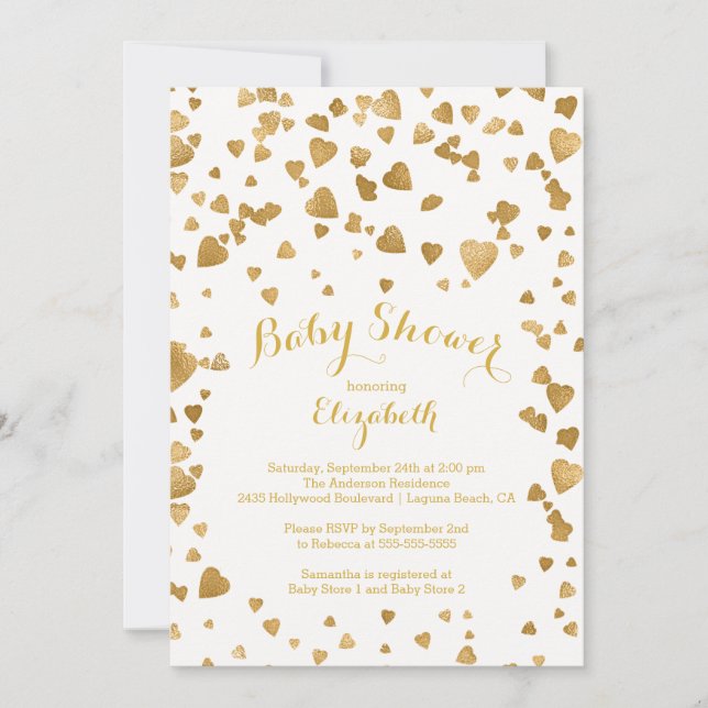 Confetti Glitter Heart Baby Shower Invitation (Front)