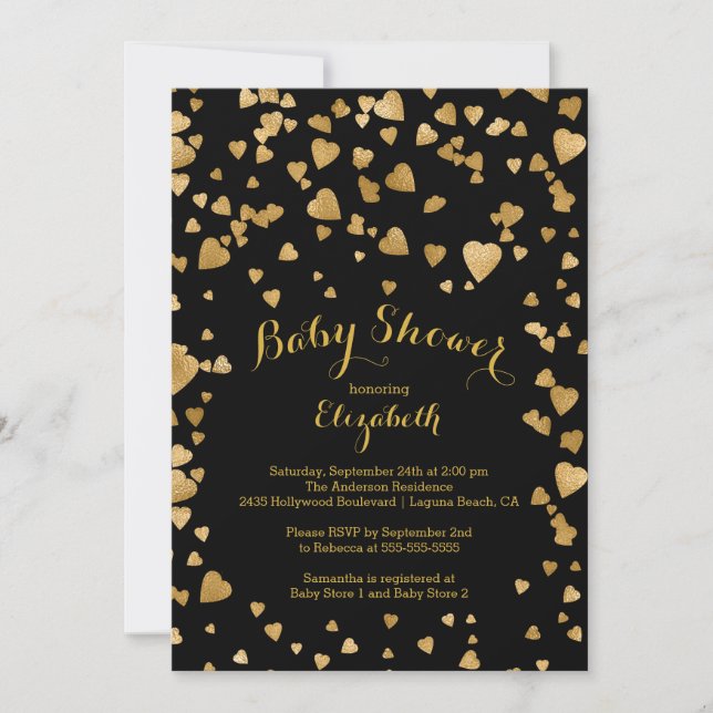 Confetti Glitter Heart Baby Shower Invitation (Front)