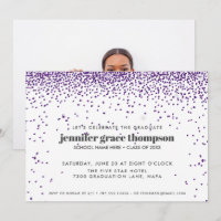 Confetti Glitter Purple White Photo Grad Party