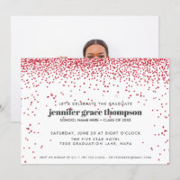 Confetti Glitter Red White Photo Graduation Party