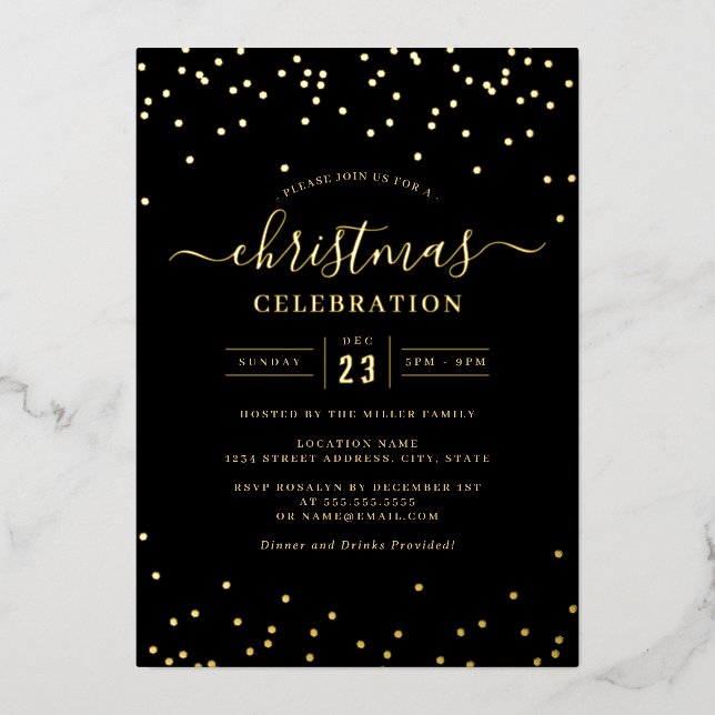 Confetti Gold Black Christmas Party       (Front)
