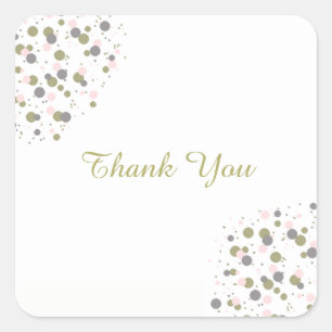 Confetti Gold Blush Dot Thank You Square Sticker
