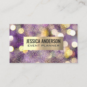Confetti   Gold Brushed Metallic   Bokeh Business Card