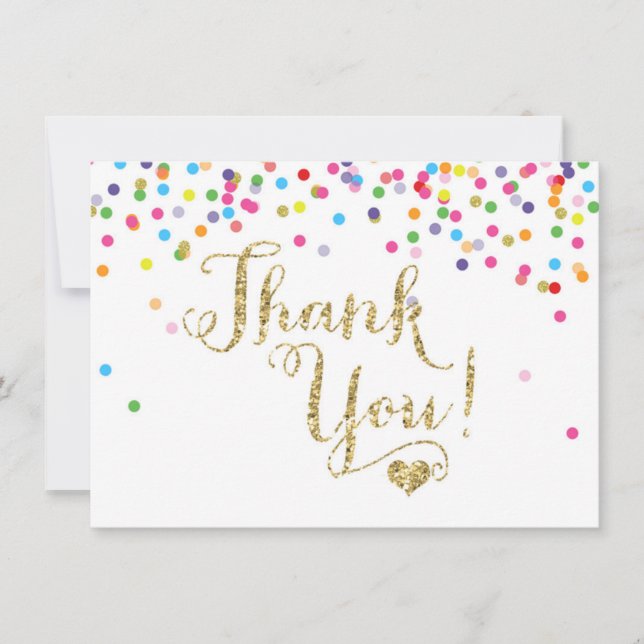 Confetti Gold Glitter Thank You Card (Front)