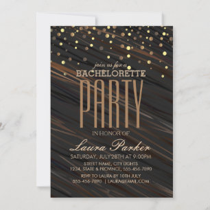 Confetti Gold Sparkle Elegant Bachelorette Party Invitation