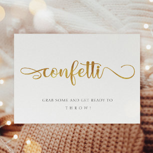 Confetti gold white simple trendy wedding sign