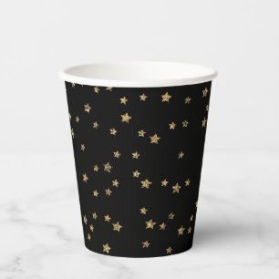 Confetti golden stars glitter shine elegant black  paper cups