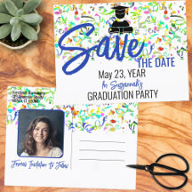 Confetti Graduation Custom Photo Save The Date