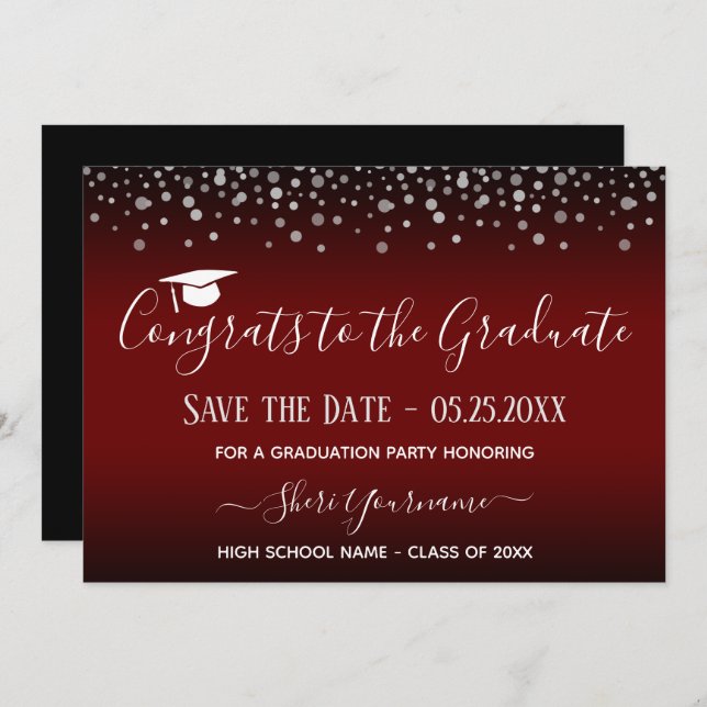 Confetti Graduation Party Save the Date Invitation (Front/Back)