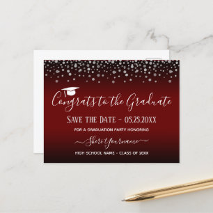 Confetti Graduation Party Save the Date Invitation Postcard