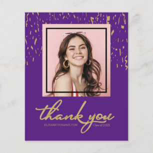 Confetti Graduation Photo Budget Thank You Card