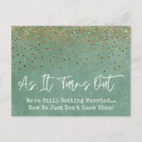 Confetti & Grunge Green Sassy Postponed Wedding
