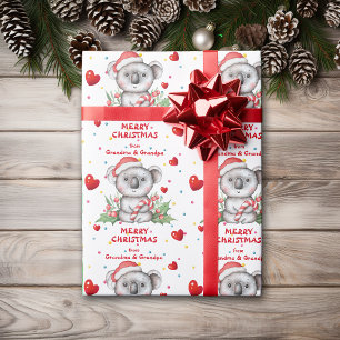 Confetti Heart Koala Grandkids Christmas Wrapping Paper