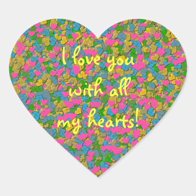 Confetti Hearts HEART STICKER (Front)