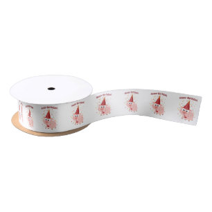 Confetti Hoggy Birthday! Pig Satin Ribbon