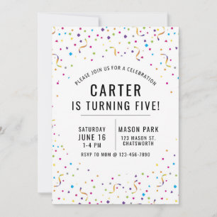 Confetti Invitation, Birthday Invite, ANY AGE Invitation