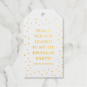 Confetti kids birthday party thank you gift tags