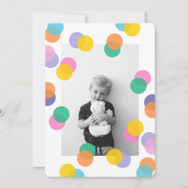 Confetti Kids Birthday Photo Invitation (Front)