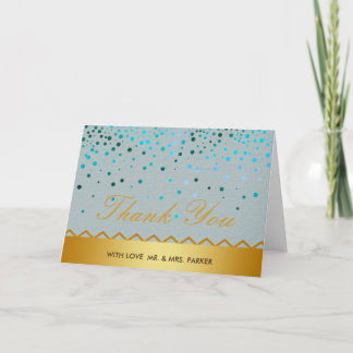 Confetti Linen Gold Glitter Faux Wedding Thank You Card