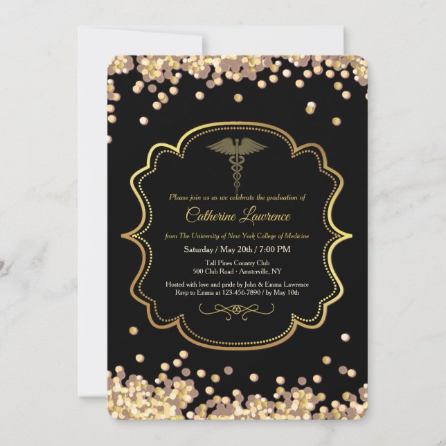 Confetti Medical Graduation Invitation (Front)