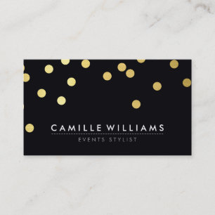 CONFETTI modern cool dot pattern gold foil black Business Card