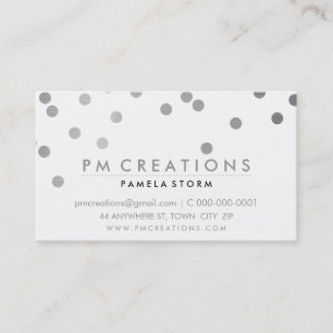 CONFETTI modern cute polka dot pattern silver foil Business Card
