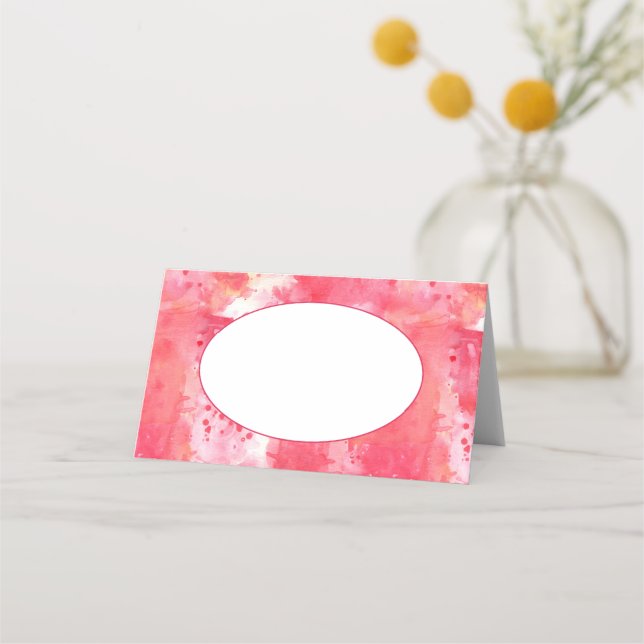 Confetti Modern Pink Watercolor Abstract Name Place Card (Front)