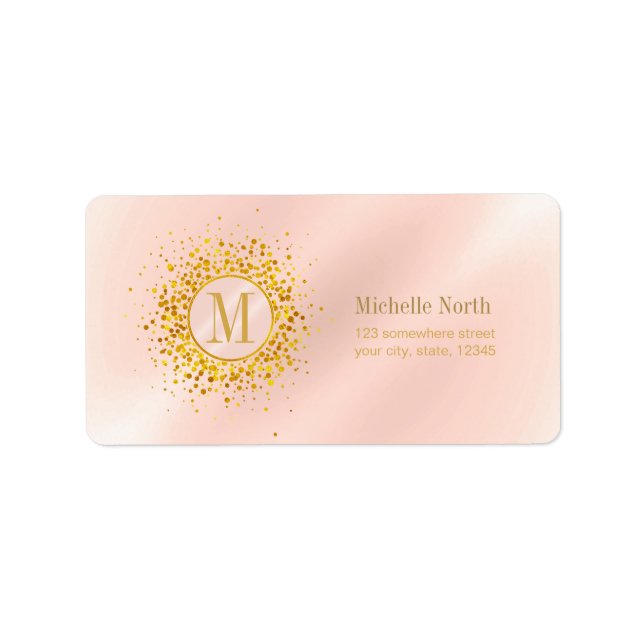 Confetti Monogram Rose Gold Foil ID445 Label (Front)