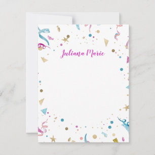 Confetti Party Pink and Blue Sparkle Card