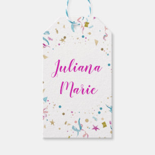 Confetti Party Pink and Blue Sparkle Gift Tags