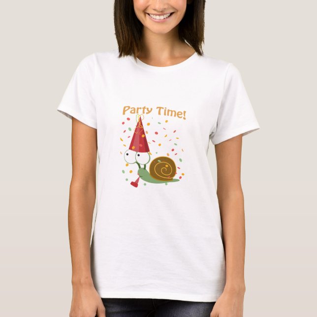 Confetti Party Time! Snail T-Shirt (Front)