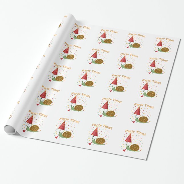 Confetti Party Time! Snail Wrapping Paper (Unrolled)