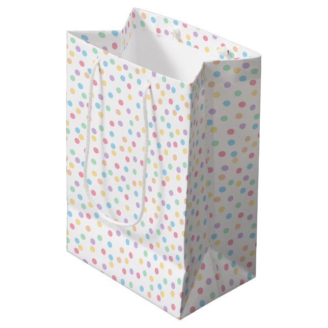 Confetti Pastels (Dots) Medium Gift Bag (Front Angled)