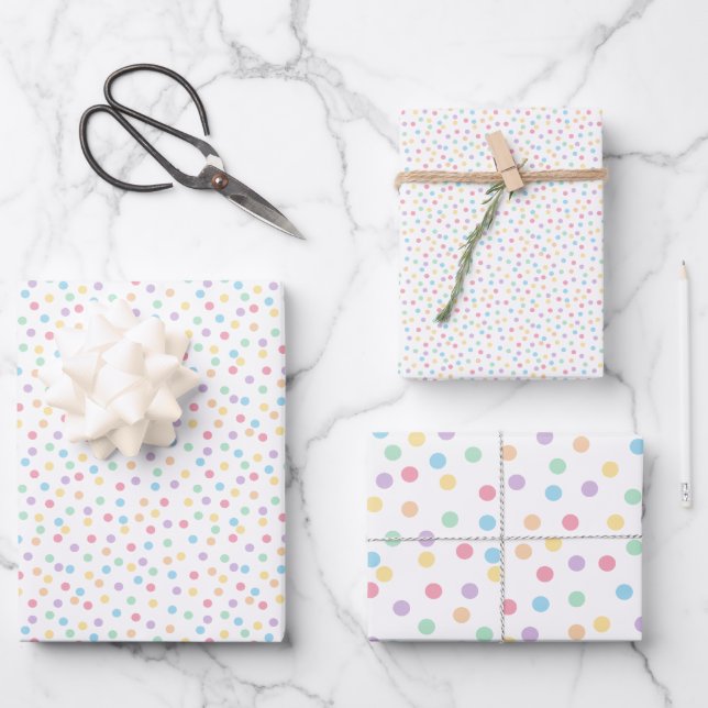 Confetti Pastels (Dots) Wrapping Paper Sheet (Front)