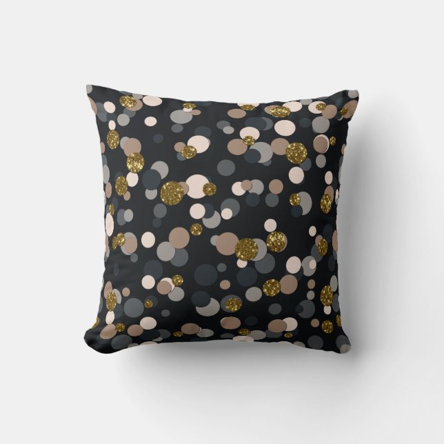 Confetti Peach, Maple, Grey and Gold Glitter Cushion (Front)