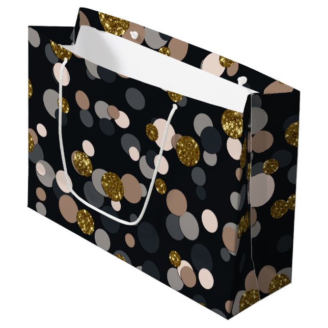 Confetti Peach, Maple, Grey and Gold Glitter Large Gift Bag (Front Angled)