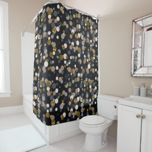 Confetti Peach, Maple, Grey and Gold Glitter Shower Curtain