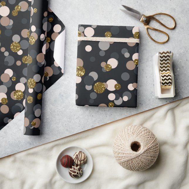 Confetti Peach, Maple, Grey and Gold Glitter Wrapping Paper (Crafts)