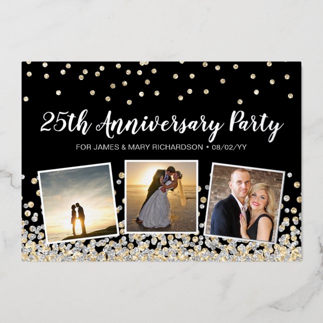 Confetti Photo Collage 25th Anniversary Party (Front)