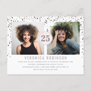 Confetti Photo Surprise Birthday Party Invitation Postcard