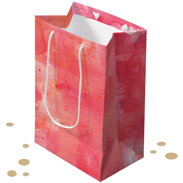 Confetti Pink Watercolor Abstract Painted Medium Gift Bag (Pretty pink watercolor abstract textured pattern gift bag)