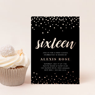 Confetti Pop   Sweet Sixteen Birthday Rose Gold