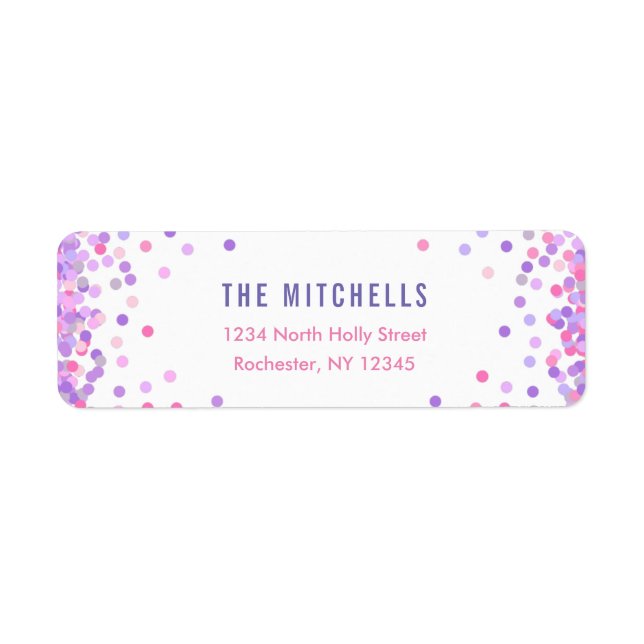 Confetti Return Address Labels | Birthday Party (Front)