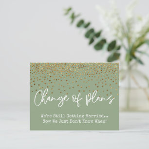 Confetti Sage Change of Plan Postponed Wedding Postcard