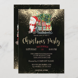 Confetti,Santa Claus,Sleigh Christmas Company  Invitation