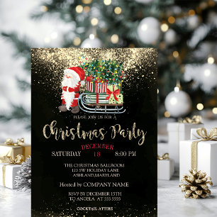 Confetti,Santa Claus,Sleigh Christmas Company Invitation