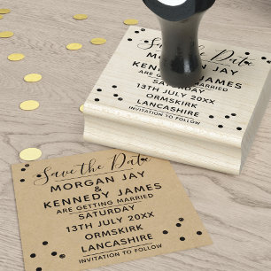 Confetti Save The Date DIY Wedding Rubber Stamp